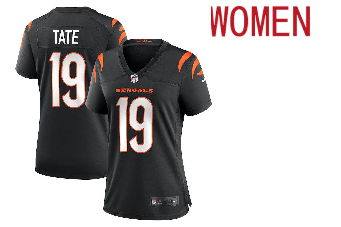 Women Cincinnati Bengals 19 Auden Tate Nike Black Game NFL Jersey
